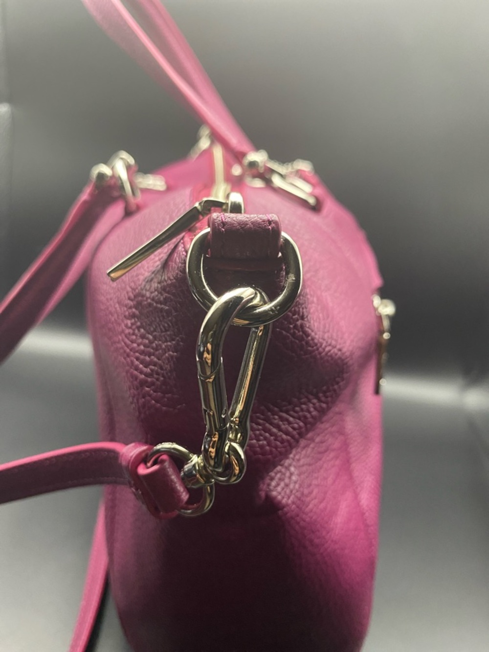 Gorgeous Magenta Colored Pebbled Coach Bag - Picture 11 of 16